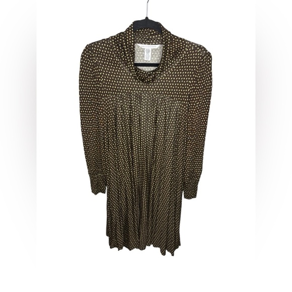 Diane Von Furstenberg Dresses & Skirts - Diane von Furstenberg brown and green acorn print silk blend mock neck dress 2